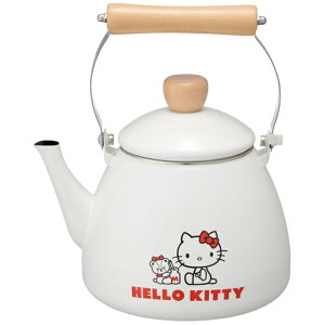 小禮堂 Hello Kitty 不鏽鋼琺瑯茶壺 2L (白紅牛奶瓶款)