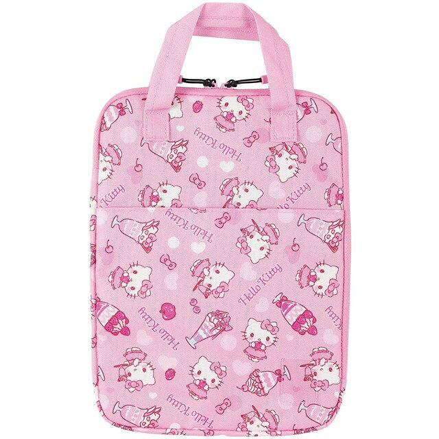 小禮堂 Hello Kitty 11吋尼龍手提平板收納包 (粉滿版款)