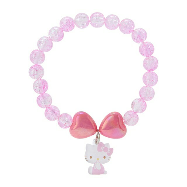 小禮堂 Hello Kitty 兒童串珠吊飾手環 (粉蝴蝶結款)