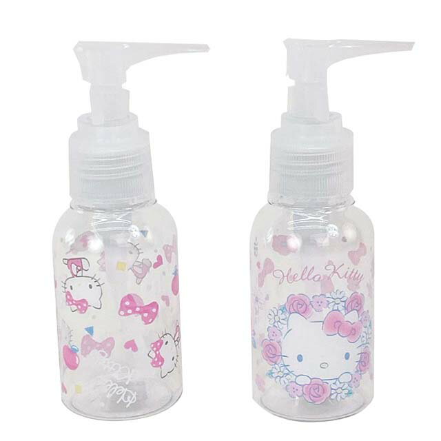 小禮堂 Hello Kitty 塑膠透明按壓空瓶 70ml (2款隨機)