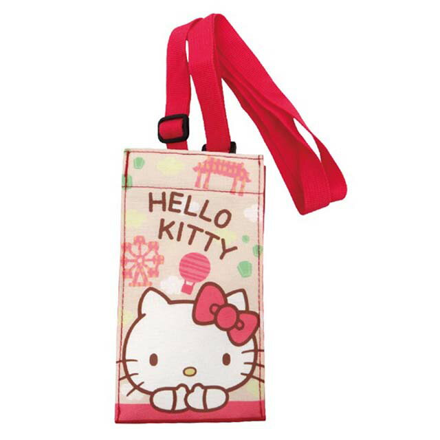 小禮堂 Hello Kitty 方形保冷水壺袋附背帶 (紅橘大臉款)