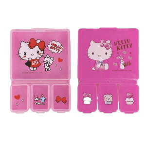 小禮堂 Hello Kitty 塑膠方形四格藥盒 (2款隨機)