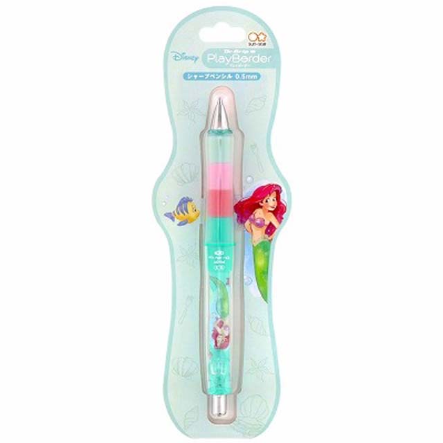 小禮堂 迪士尼 小美人魚 搖搖自動鉛筆 0.5mm PlayBorder (綠叉腰款)