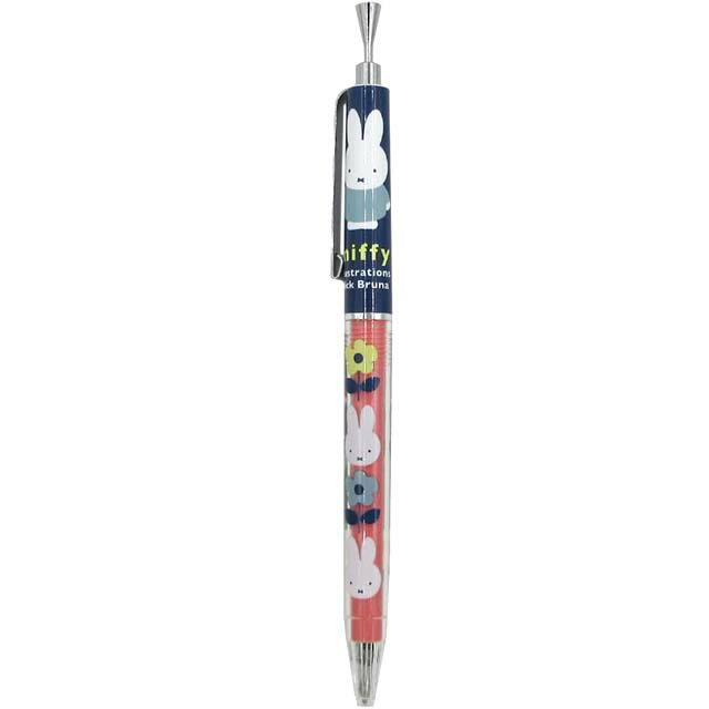小禮堂 米菲兔 自動原子筆 0.7mm 黑 (粉藍花朵款)