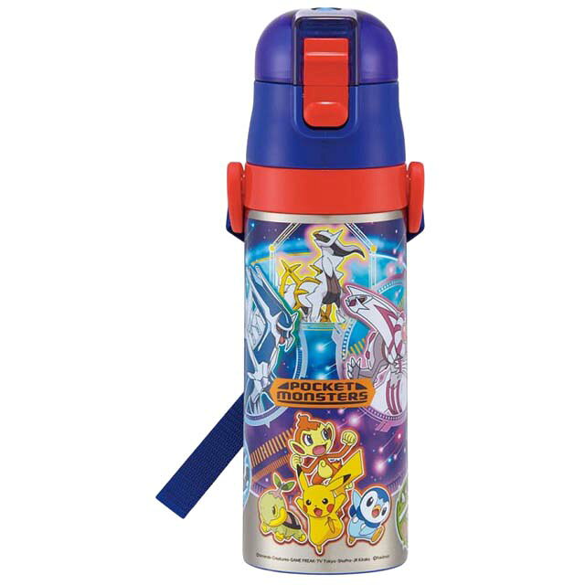 小禮堂 寶可夢 兒童不鏽鋼保冷水壺 470ml (紅藍角色款)