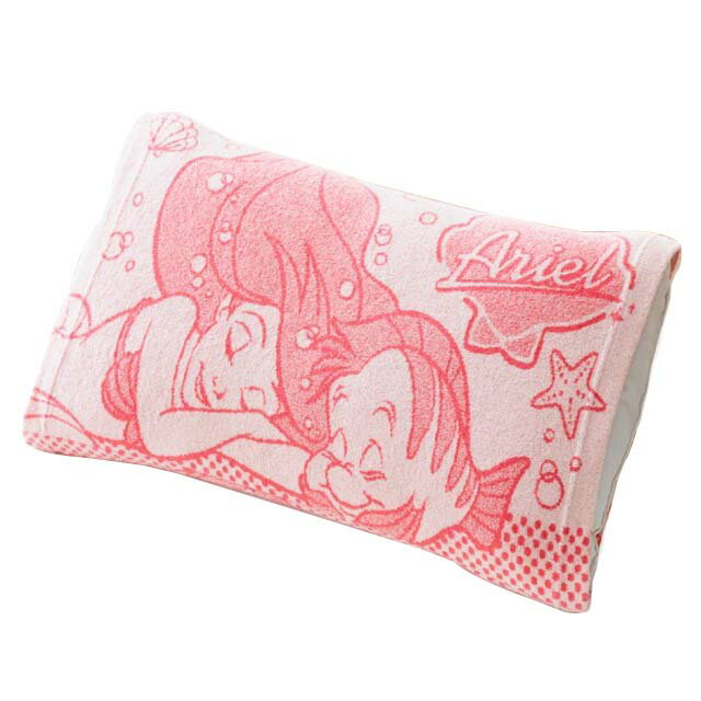 小禮堂 迪士尼 小美人魚 兒童毛巾布抗菌枕頭套 32x52cm (粉閉眼款)