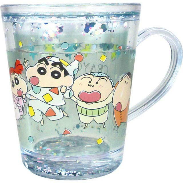 小禮堂 蠟筆小新 流體雙層塑膠單耳水杯 250ml (藍睡衣款)