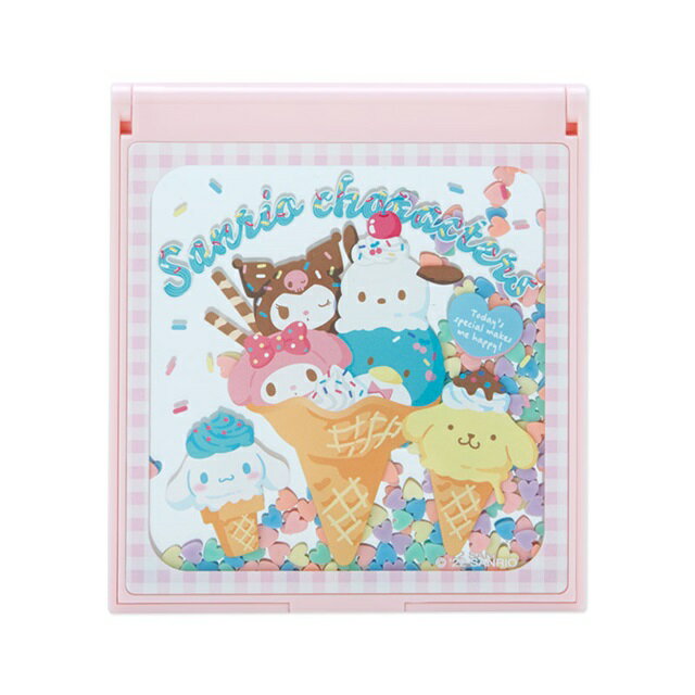 小禮堂 Sanrio大集合 方形流沙摺疊鏡 (甜蜜蜜冰淇淋店)