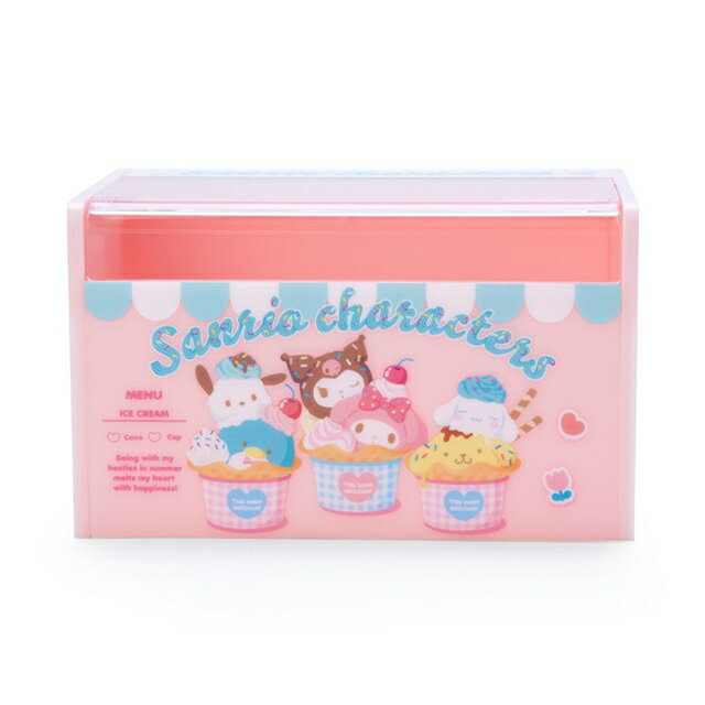 小禮堂 Sanrio大集合 方型塑膠掀蓋式收納盒 (甜蜜蜜冰淇淋店)
