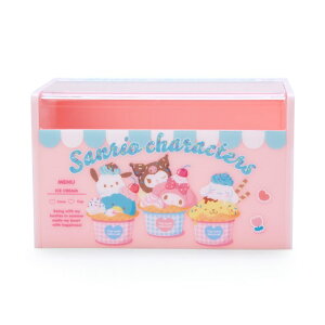 小禮堂 Sanrio大集合 方型塑膠掀蓋式收納盒 (甜蜜蜜冰淇淋店)