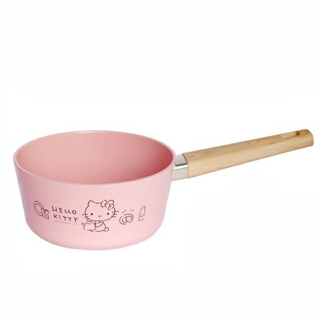 小禮堂 Hello Kitty 鋁合金陶瓷塗層單柄鍋組 1500ml (粉側坐款)