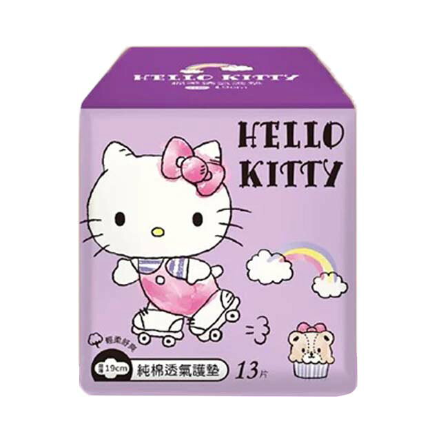 小禮堂 Hello Kitty 純棉透氣護墊 13片入 19cm (少女日用品特輯)