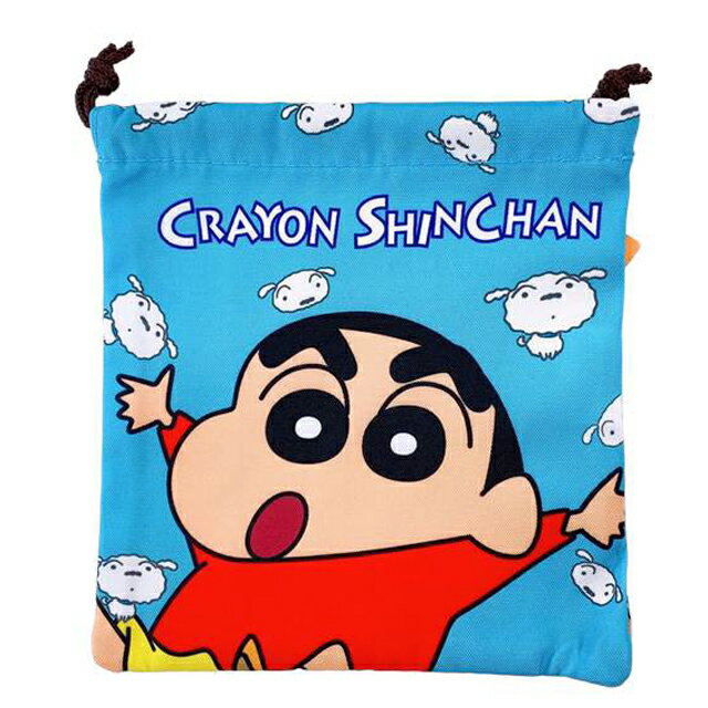 小禮堂 蠟筆小新 尼龍束口袋 (藍舉手款)