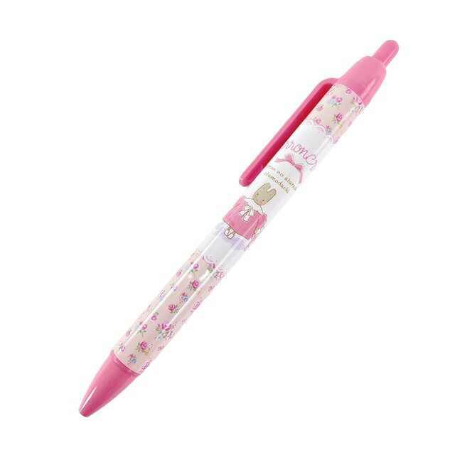 小禮堂 兔媽媽 按壓式原子筆 黑 0.7mm (粉白碎花款)