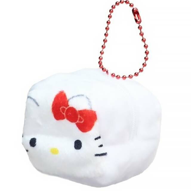 小禮堂 Hello Kitty 絨毛方形零錢包吊飾 (大頭款)