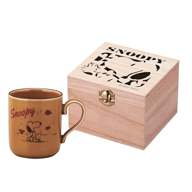 小禮堂 Snoopy 陶瓷馬克杯附木盒 300ml (黃坐姿款)