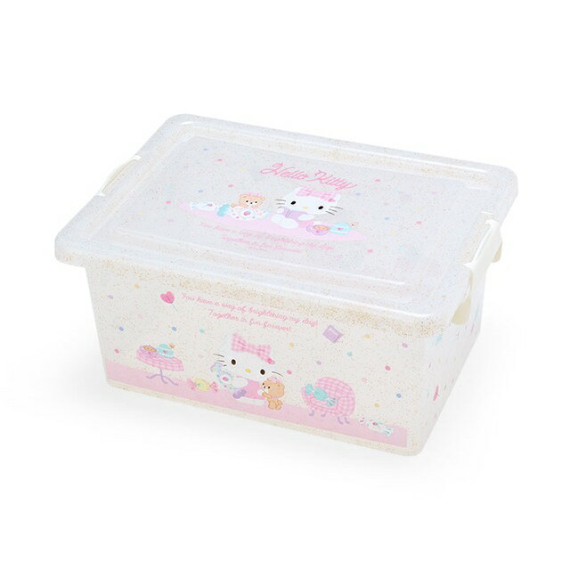 小禮堂 Hello Kitty 透明拿蓋收納箱 M 亮粉 (白居家)