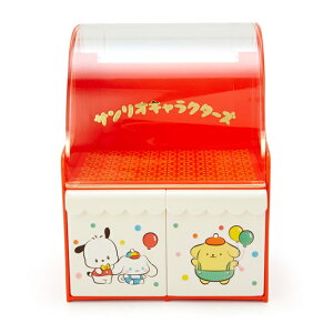 小禮堂 Sanrio大集合 透明棚蓋收納盒 紅 (光陰的故事)