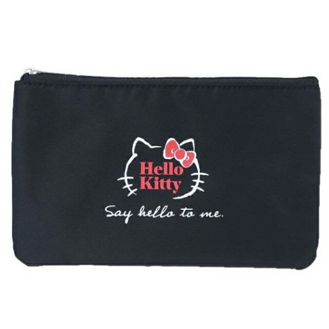 小禮堂 Hello Kitty 尼龍扁平收納袋 (黑線條)