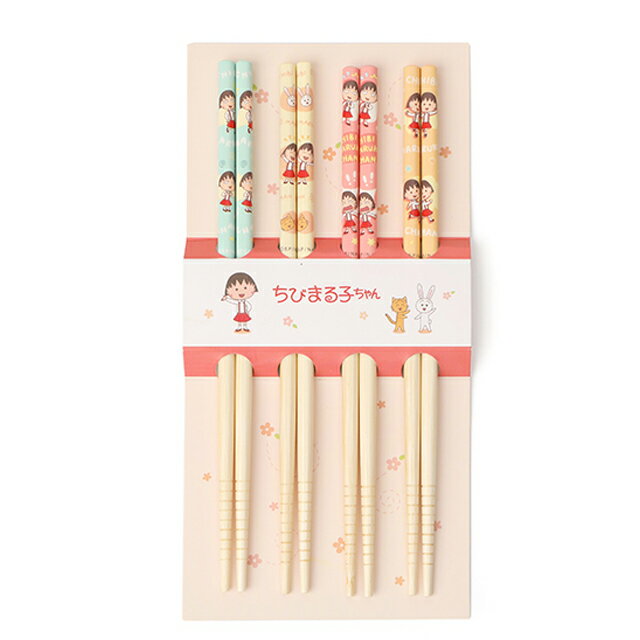 小禮堂 櫻桃小丸子 天然竹筷4入組 21cm (動作款)