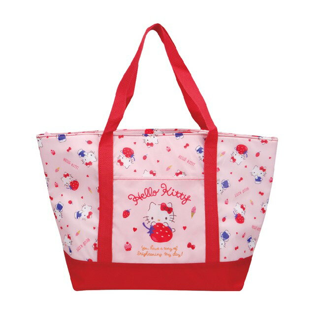 小禮堂 Hello Kitty 尼龍船型托特保冷袋 (粉草莓)