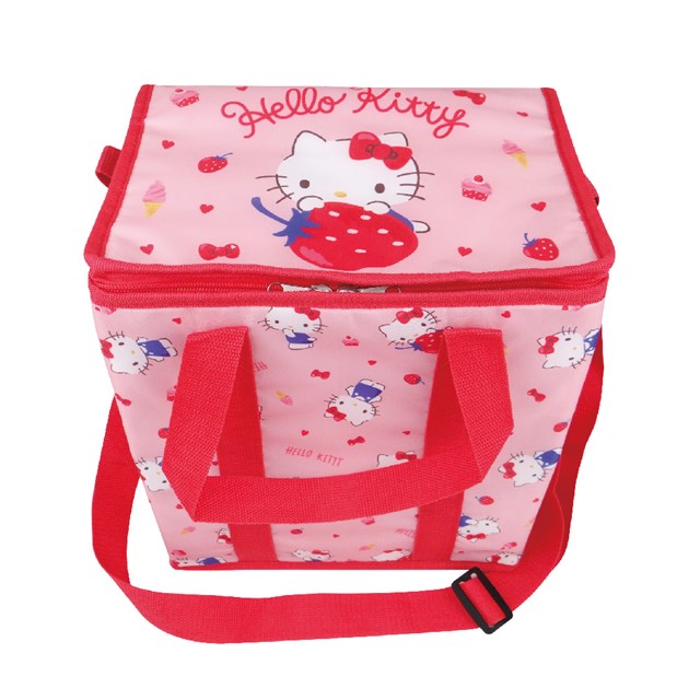 小禮堂 Hello Kitty 尼龍箱型保冷袋 (粉草莓)