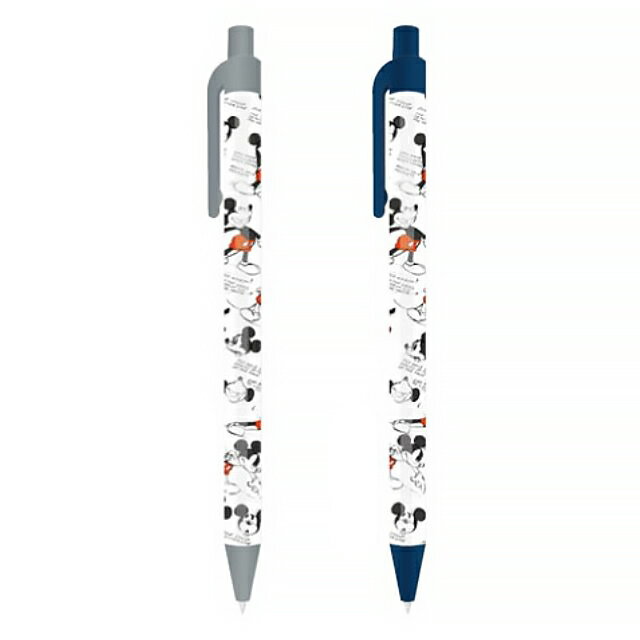 小禮堂 迪士尼 米奇 筆夾式油性原子筆 0.5mm 藍 (藍/灰 2款隨機)
