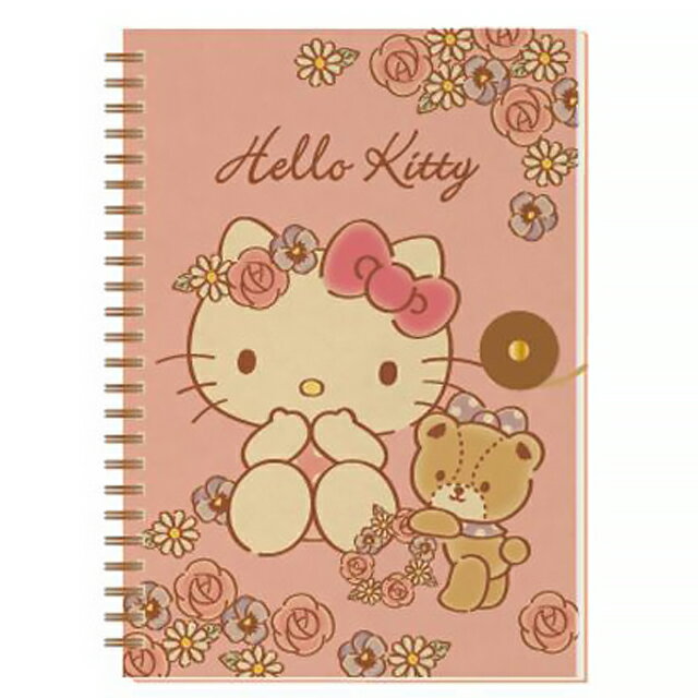 小禮堂 Hello Kitty 25K牛皮紙線圈筆記本 (粉花圈)