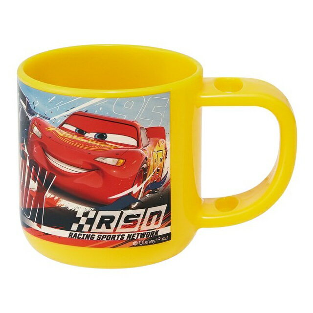 小禮堂 迪士尼 閃電麥坤 單耳塑膠牙刷杯 180ml (黃競賽)