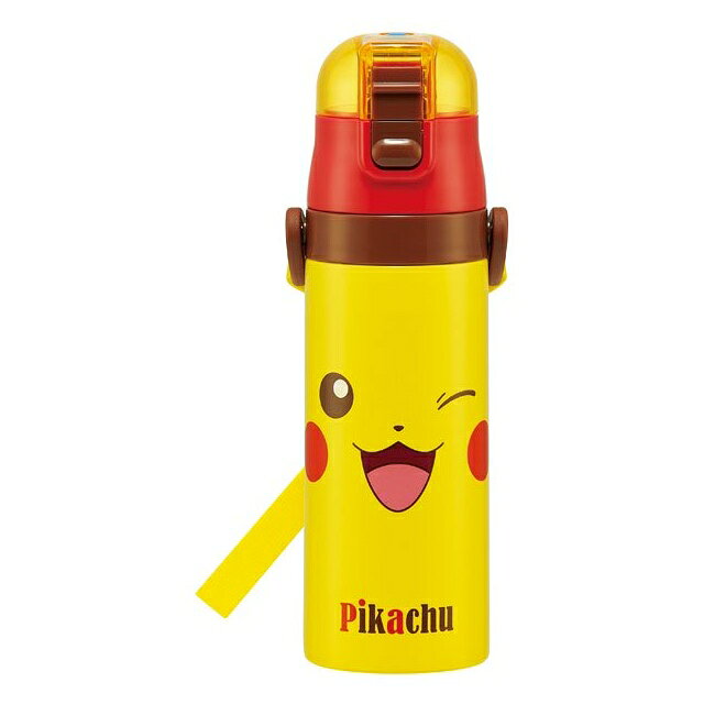 小禮堂 寶可夢 皮卡丘 兒童不鏽鋼保冷水壺 470ml (黃大臉)