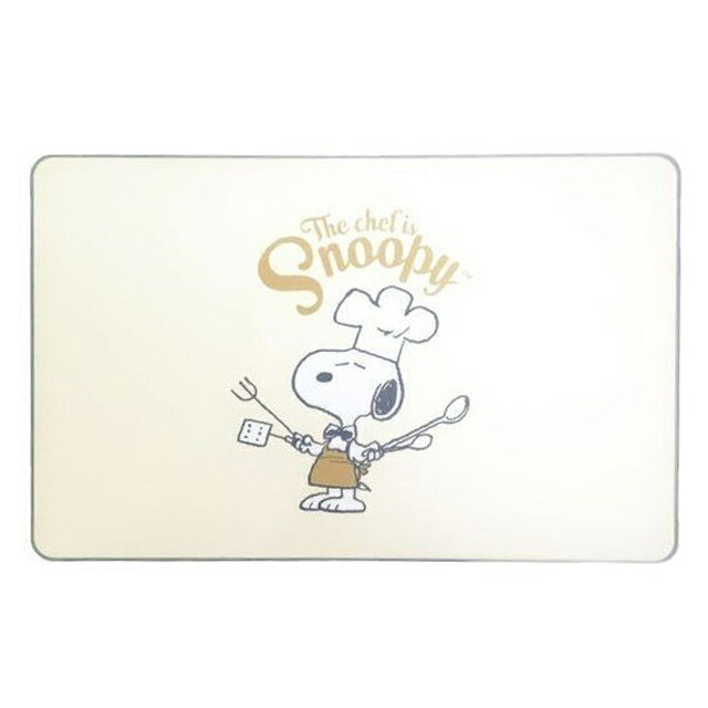 小禮堂 Snoopy 塑膠方形砧板 (米綠廚師)