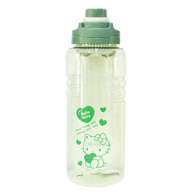 小禮堂 Hello Kitty 運動冷水直飲濾網水壺 2600ml (綠款)