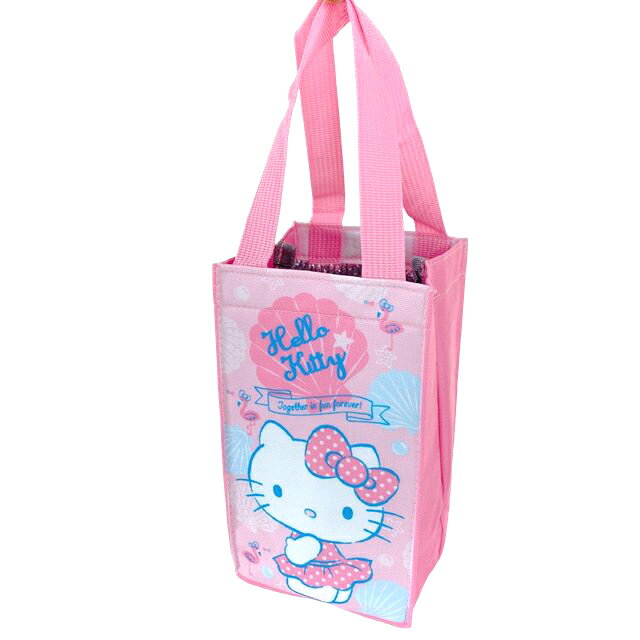 小禮堂 Hello Kitty 方形保冷水壺袋 (粉貝殼)