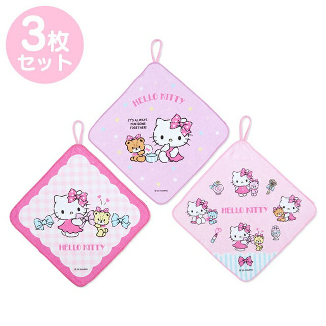 小禮堂 Hello Kitty 純棉擦手巾3入組 27x27cm (粉小熊)