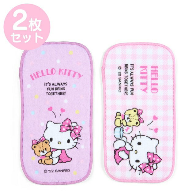 小禮堂 Hello Kitty 純棉手帕2入組 9x18cm (粉小熊)