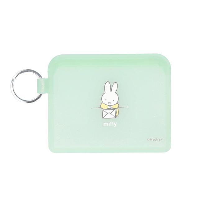 小禮堂 米菲兔 方形矽膠夾鍊零錢包 p+g design (綠信封)