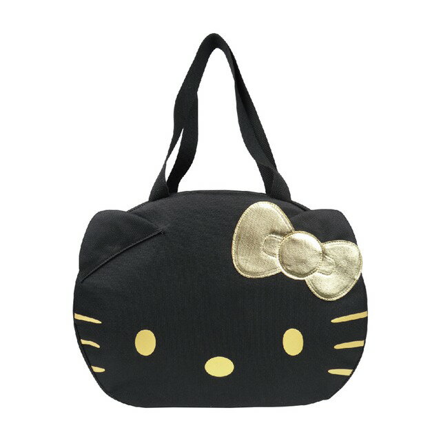 小禮堂 Hello Kitty 大臉造型保冷袋 (黑大臉款)