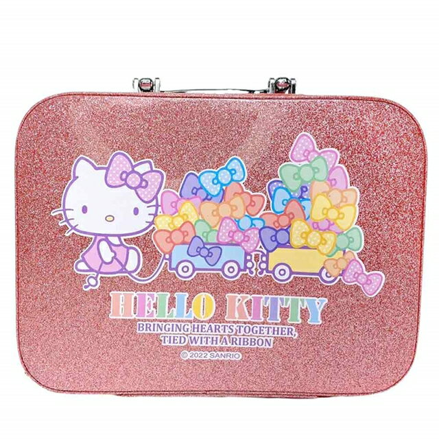 小禮堂 Hello Kitty 旅行硬殼手提化妝箱 (粉亮粉款)