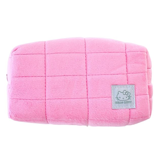 小禮堂 Hello Kitty 水晶絨方形化妝包 (亮粉)