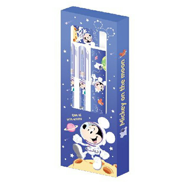 小禮堂 迪士尼 米奇 四件式文具組禮盒 (藍太空)