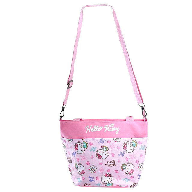 小禮堂 Hello Kitty 尼龍船型斜背手提兩用包 (粉滿版)
