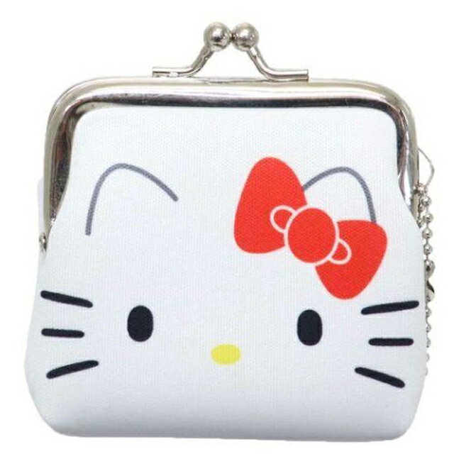小禮堂 Hello Kitty 泡沫橡膠口金零錢包 (白大臉)