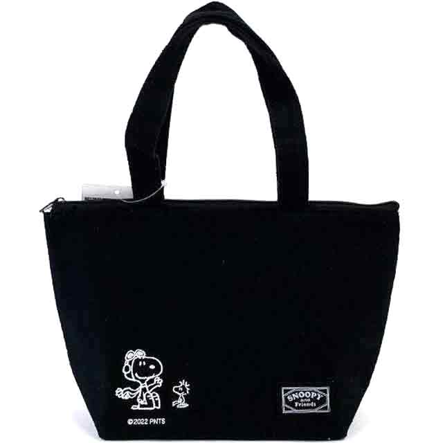 小禮堂 Snoopy 帆布船形保冷便當袋 (黑坐姿款)