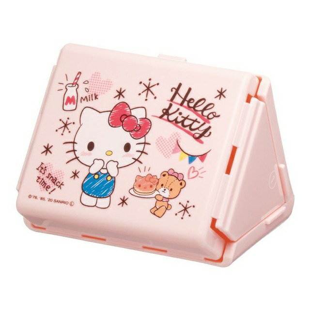 小禮堂 Hello Kitty 折疊式三角飯糰收納盒 (粉鬆餅)