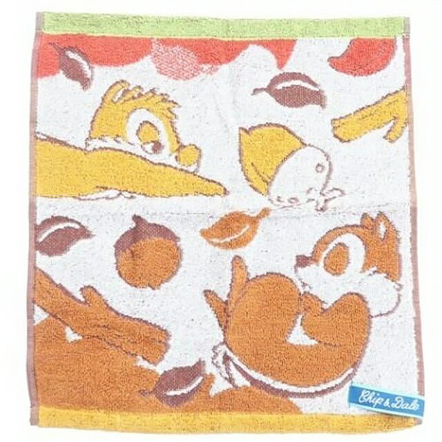 小禮堂 迪士尼 奇奇蒂蒂 棉質短毛巾 34x36cm (橘棕睡覺款)
