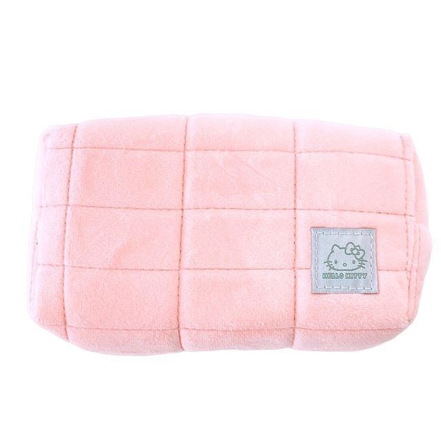 小禮堂 Hello Kitty 水晶絨方形化妝包 (淺粉)