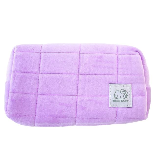 小禮堂 Hello Kitty 水晶絨方形化妝包 (紫)