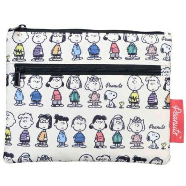 小禮堂 Snoopy 尼龍扁平收納包 (米好友滿版款)