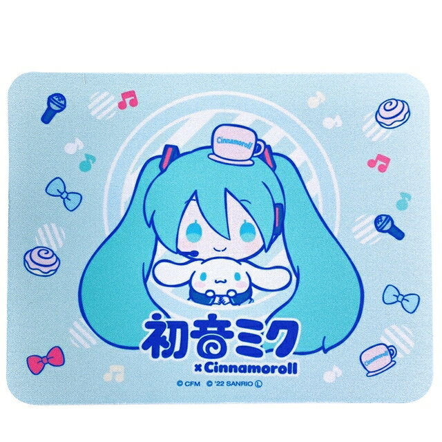 小禮堂 大耳狗 x 初音ミク 方形滑鼠墊 (藍擁抱款)