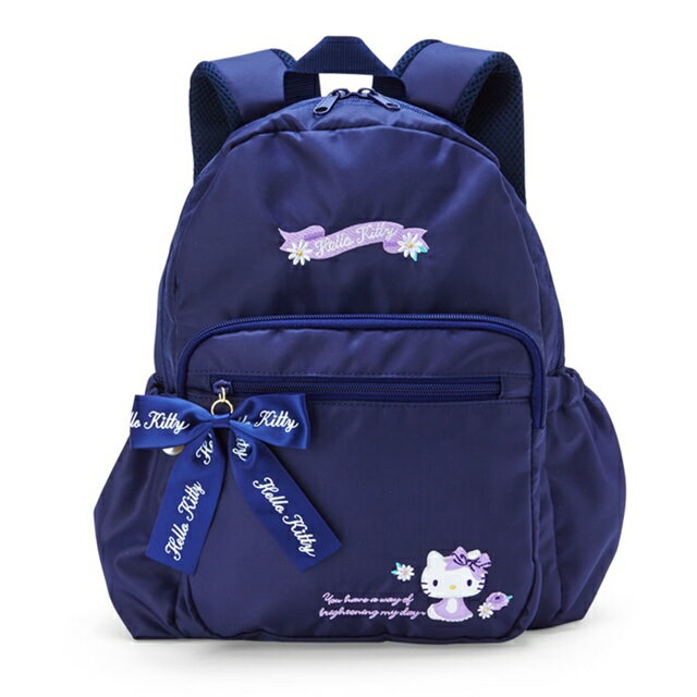 小禮堂 Hello Kitty 兒童尼龍氣墊後揹包 M (深藍坐姿款)